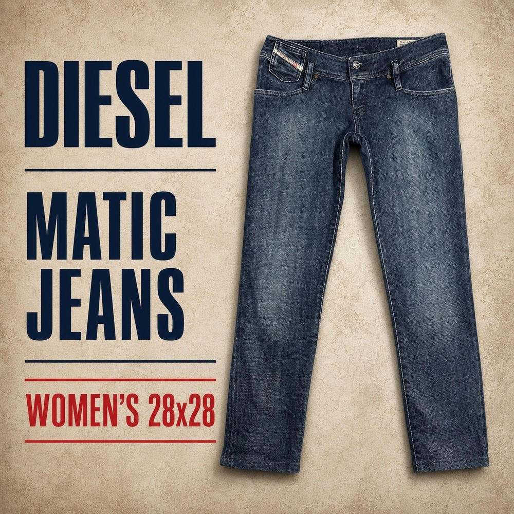 Diesel‎ Matic Women 28x28 Dark Wash Slim Straight Low Rise Stretch Jeans 008XX